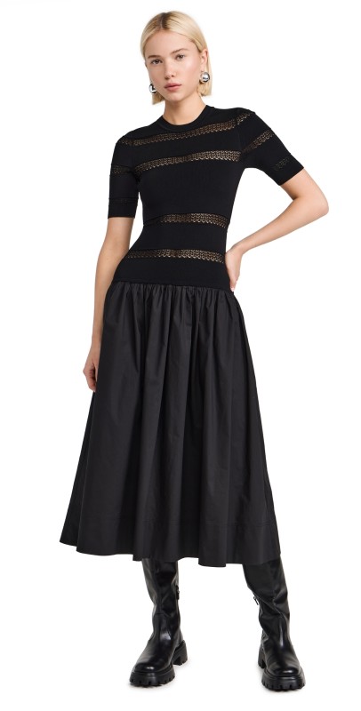 Sea Devon Knit Long Combo Dress Black