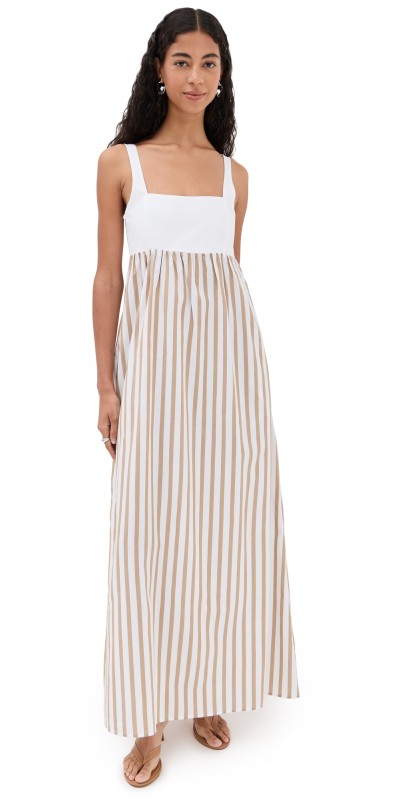 LE BOP Empire Dress Black Pinstripe