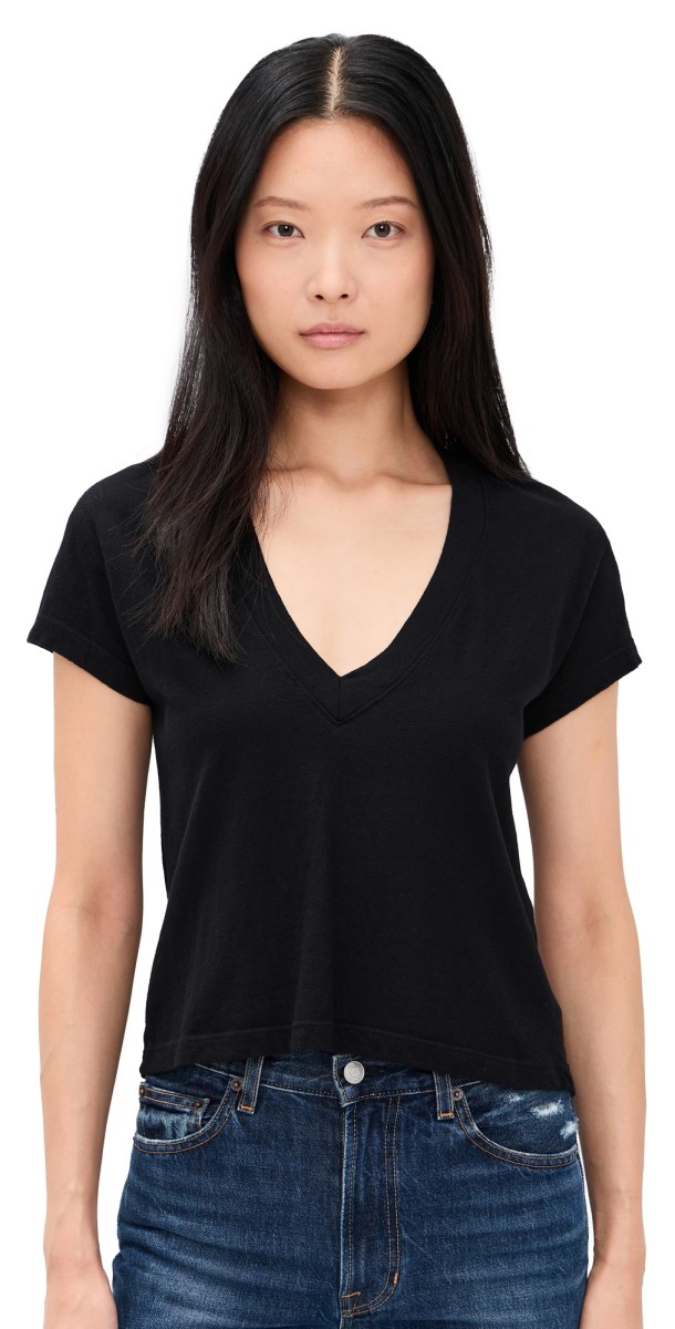 perfectwhitetee Recycled Cotton V Neck Tee True Black