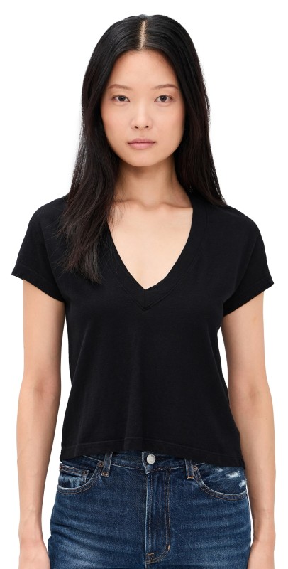perfectwhitetee Recycled Cotton V Neck Tee True Black