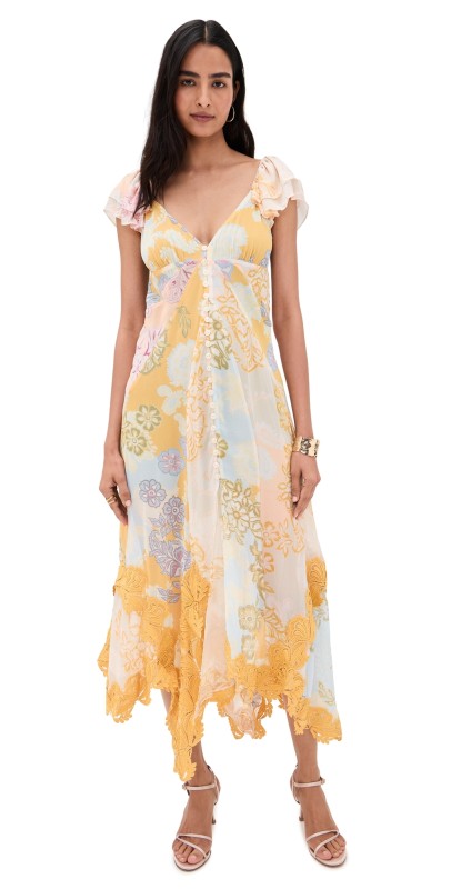Free People Bali Aurora Midi Dress Soft Combo