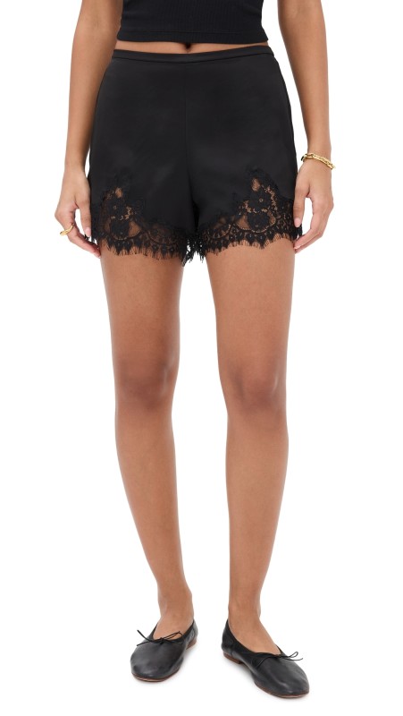 Reformation Fern Satin Shorts Black