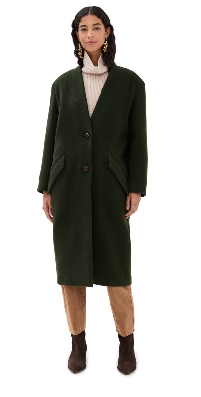 Isabel Marant Florane Wool Coat Dark Khaki