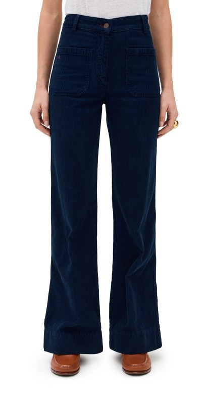Victoria Beckham Alina Corduroy Pants Indigo Garment Dye