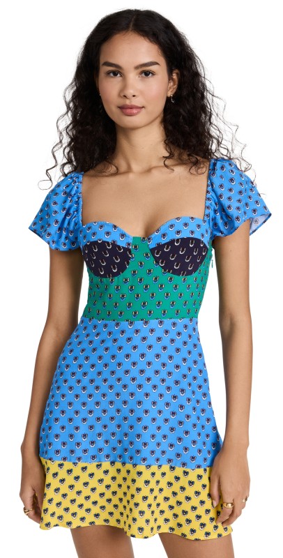STAUD Gisele Dress Color Blocked Calico