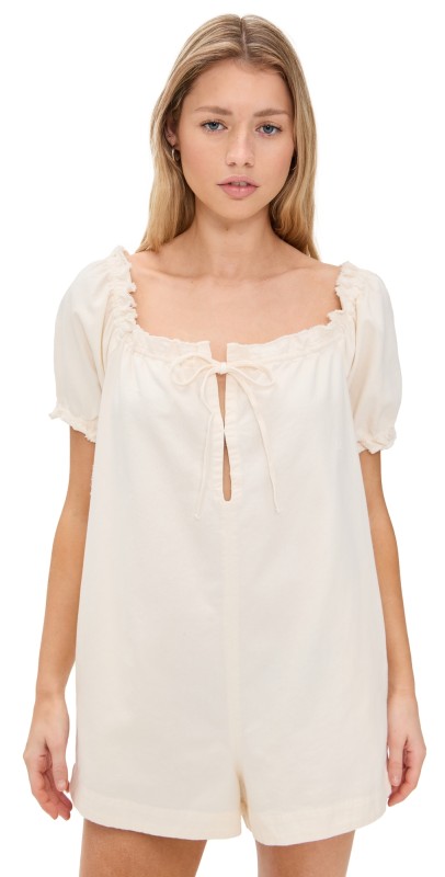 Free People Daisy Denim Babydoll Romper Vanilla