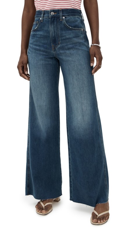 Veronica Beard Jean Kasey Mid Rise Wide Leg Jeans Bandit