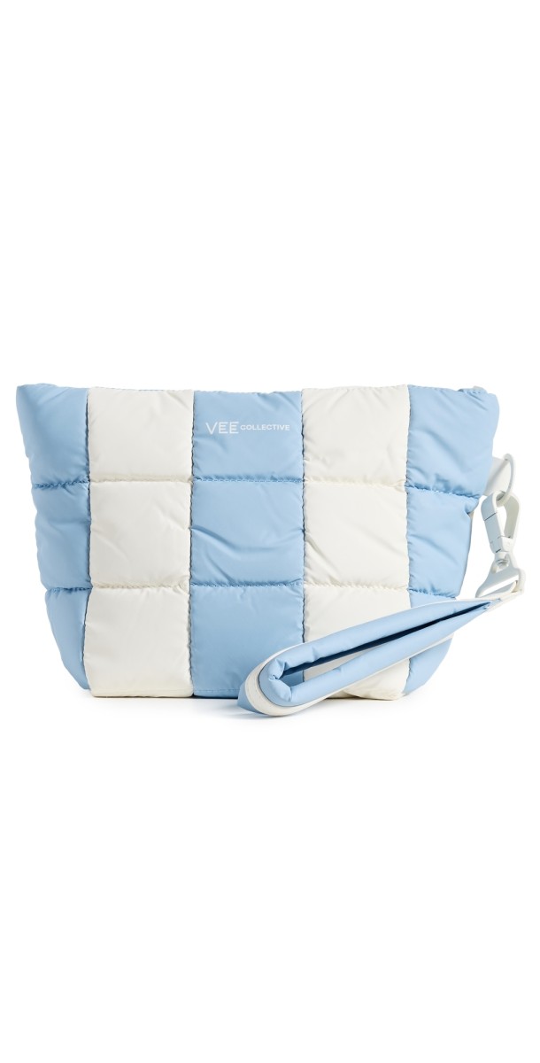 Vee Collective Porter Clutch Cerulean/Marshmallow Stripes
