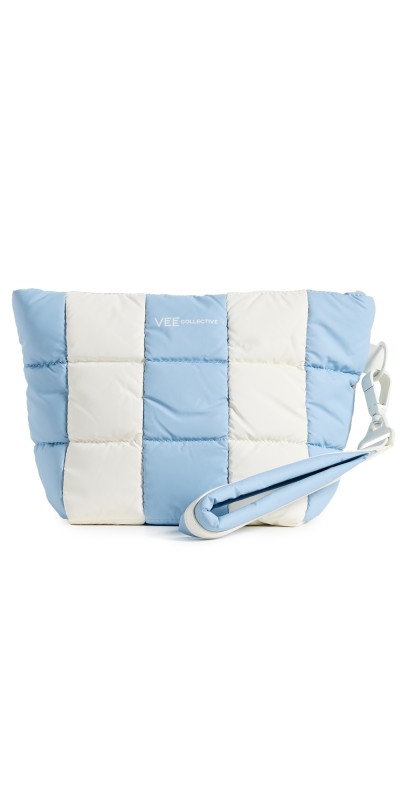 Vee Collective Porter Clutch Cerulean/Marshmallow Stripes
