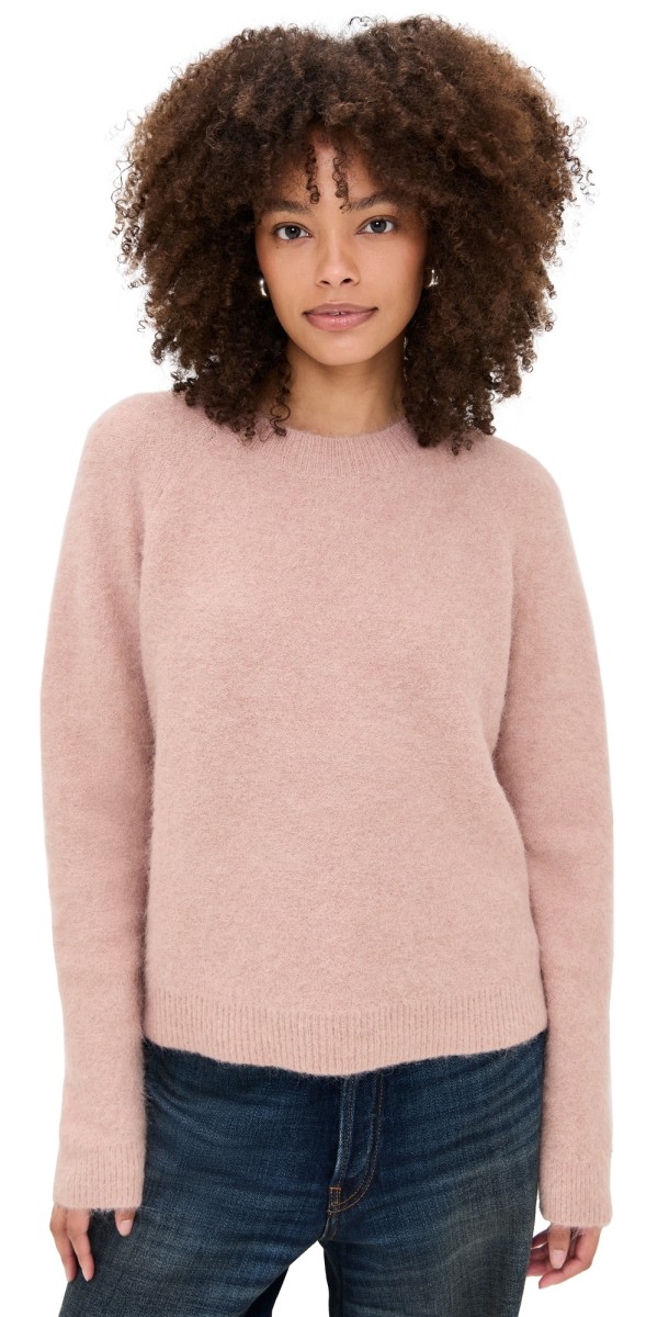 Vince Alpaca Crew Brushed Sweater Rose Wine