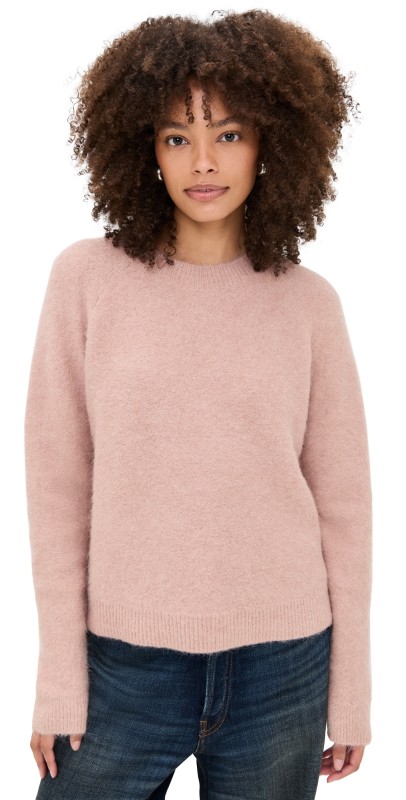 Vince Alpaca Crew Brushed Sweater Rose Wine