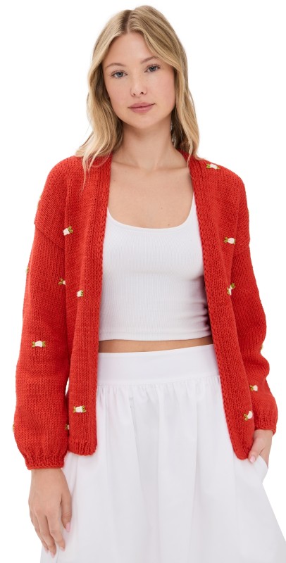 Fanm Mon Winter Bloom Cardigan Red
