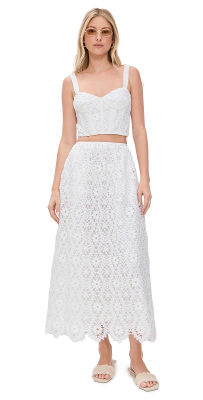 Saylor Rella Embroidered Skirt Set White