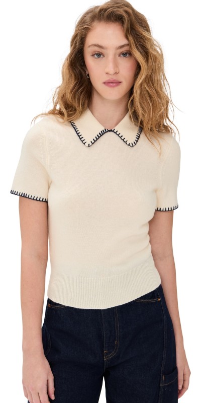 STAUD Windsor Top Ivory/Navy