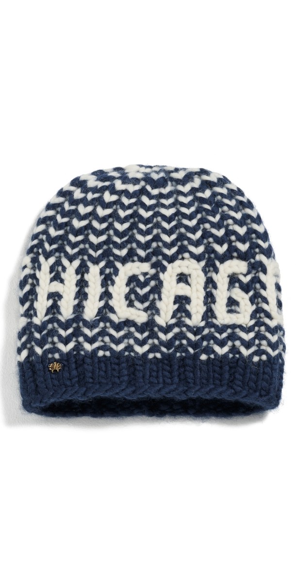 Lele Sadoughi Chicago Beanie Navy Melang