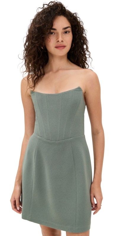 Susana Monaco Pebble Strapless Corset Dress Slate