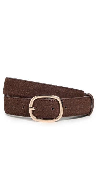 SHASHI Kelly Buckle Belt In Brown Brown/Gold