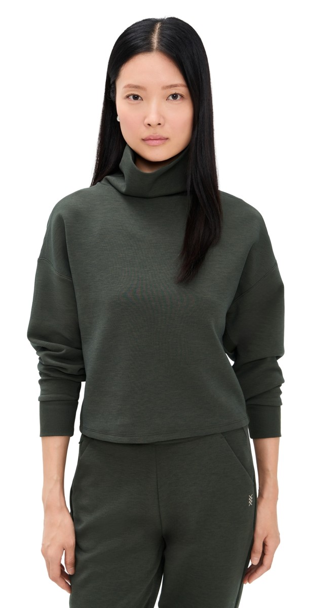Rhone Dreamglow Mock Neck Sweatshirt Dark Moss