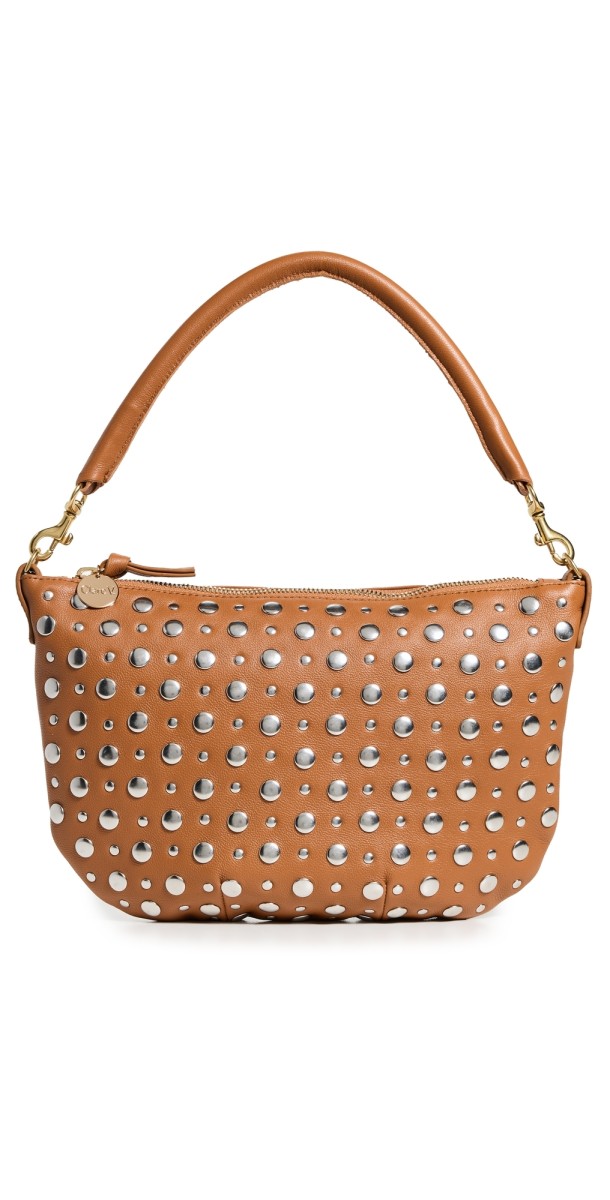 Clare V. Petit Moyen Messenger Bag Cuoio Nappa w/ Studs