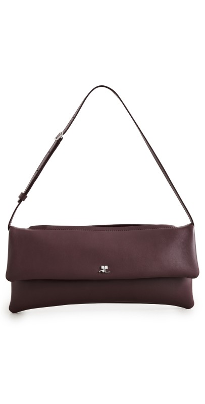 Courrèges Cuff Leather Clutch Burgundy