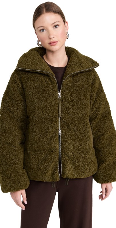 Varley Wilkins Sherpa Puffer Jacket Dark Olive