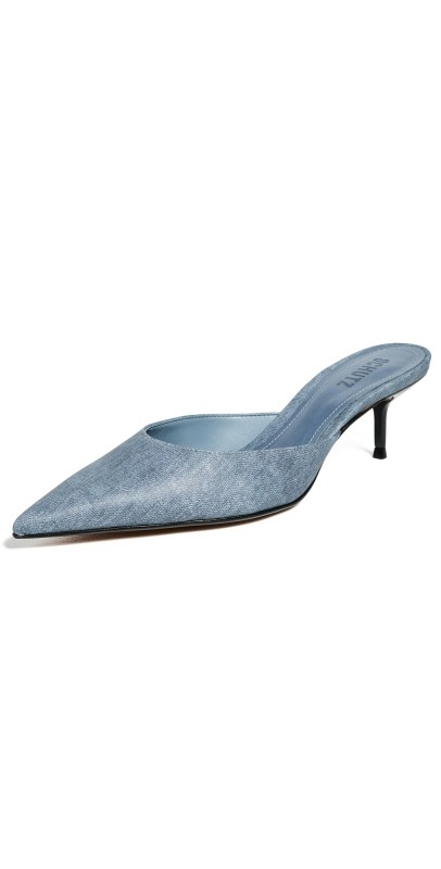 Schutz Julie Kitten Heel Mules Infinite Blue