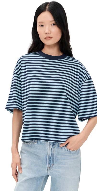 Lioness Bloom Short Sleeve Tee Navy Sea Stripe