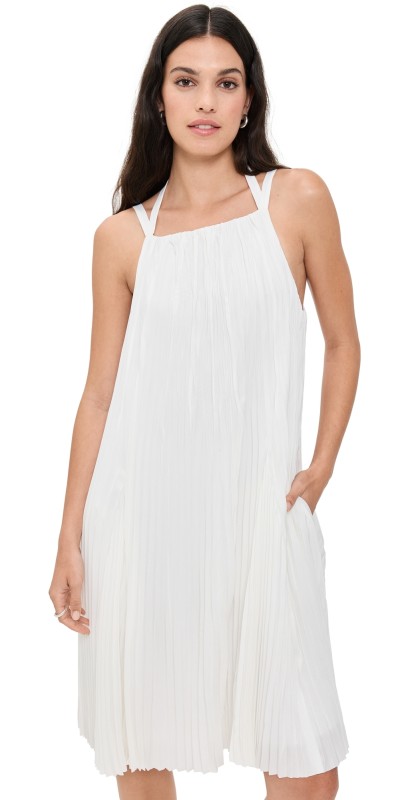 Vince Pleated A-Line Pintuck Dress Off White