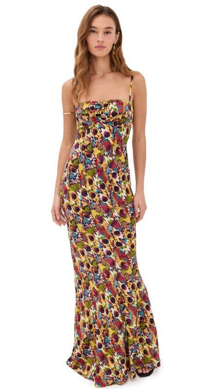 SALONI Renee Long Dress Astilbe Rouge