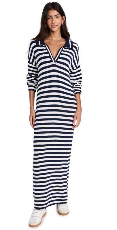 525 Stripe Polo Maxi Dress Dark Blue Multi