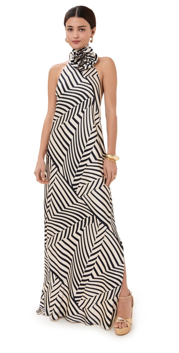 Silvia Tcherassi Tila Dress Beige Black Stripes
