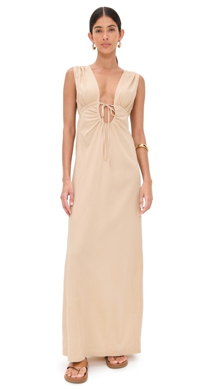 Riot Swim Calli Ruched Front Tie Dress Coconut