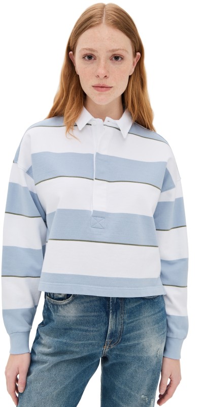 AMO Crop Annie Rugby Top Sky