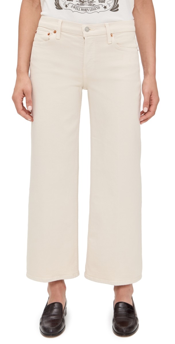 RE/DONE Mid Rise Wide Leg Crop Jeans Vintage White