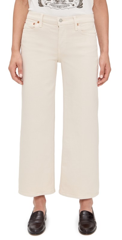 RE/DONE Mid Rise Wide Leg Crop Jeans Vintage White