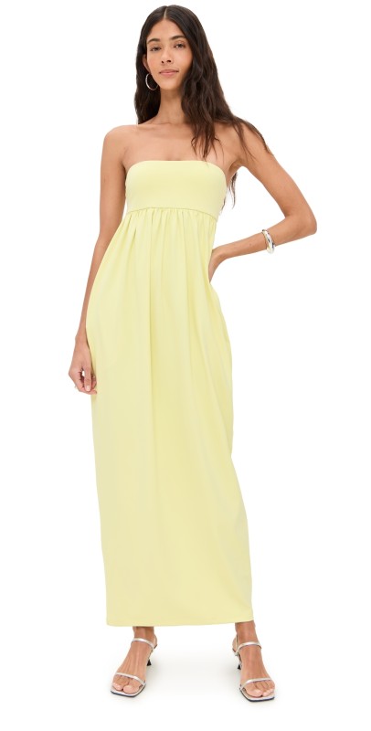 Susana Monaco Tube Gathered Pocket Dress Pale Lime