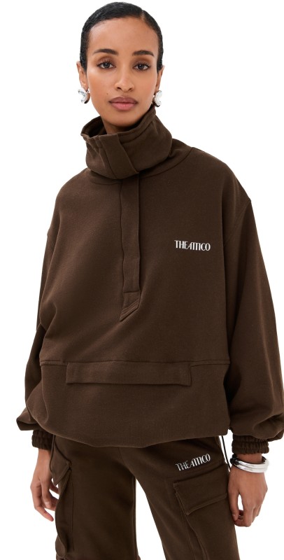 The Attico Fleece Jacket Dark Brown