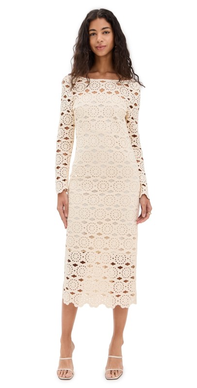 Cara Cara Marsielle Dress Floral Natural Crochet