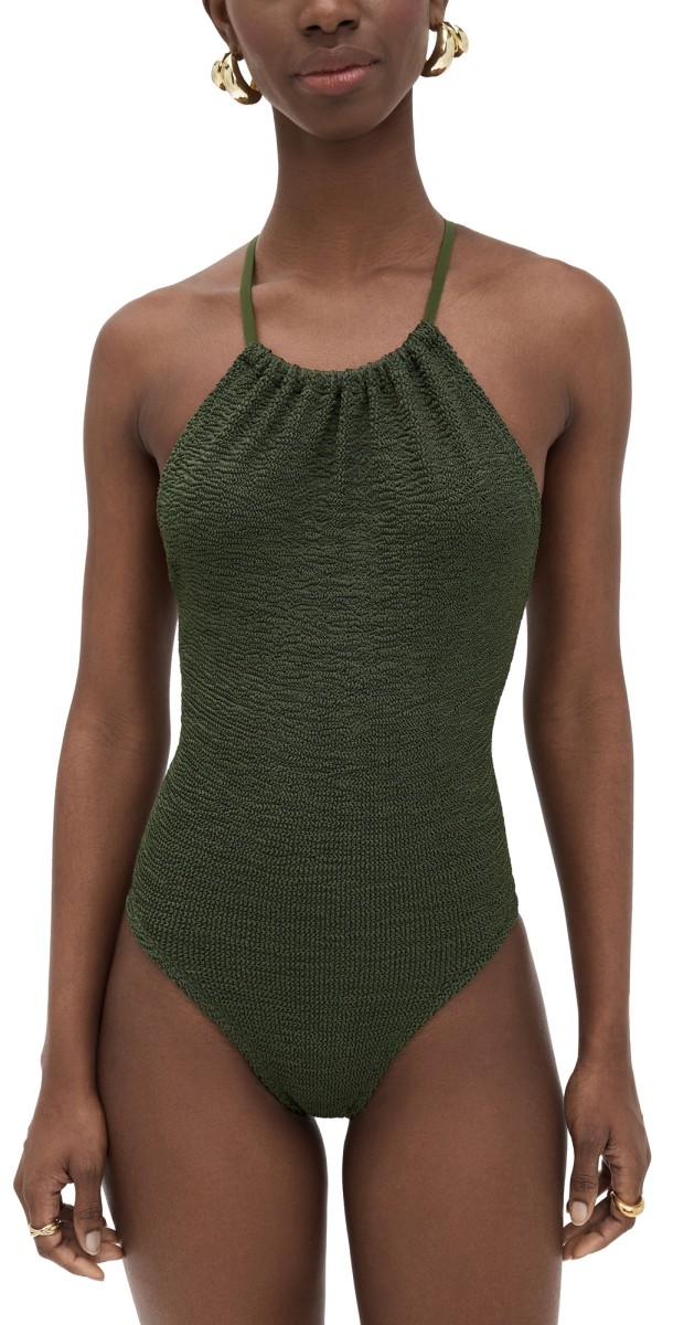 Hunza G Portia Swimsuit Metallic Khak