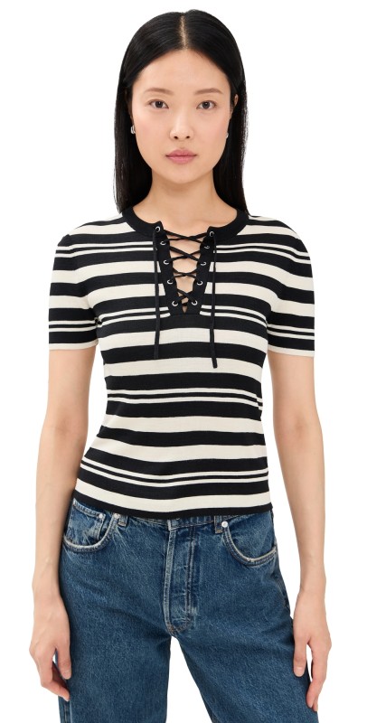 Nili Lotan Oaklynn Sweater Black/Ivory Stripe