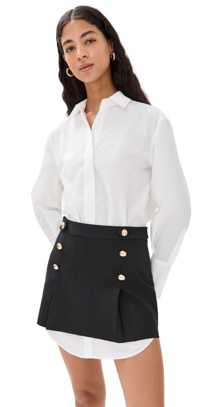 SIMKHAI Warren Shirt Combo Mini Dress White Multi