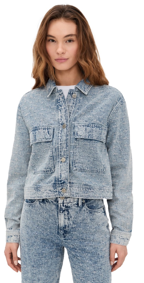 Good American Crystal Denim Jacket Indigo1070