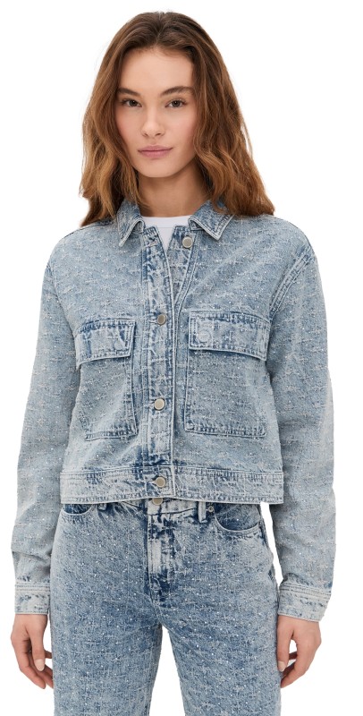 Good American Crystal Denim Jacket Indigo1070