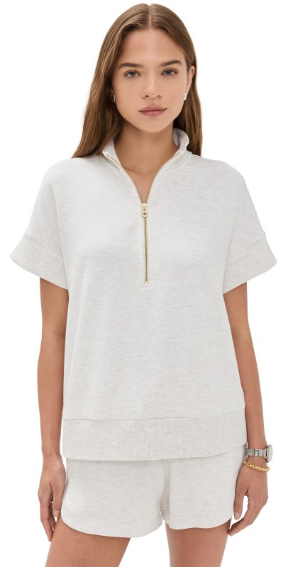 Varley Ritchie Short Sleeve Sweatshirt Ivory Marl