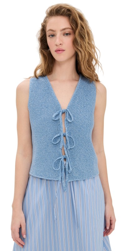 ALIGNE Isla Knitted Tie Waistcoat Blue