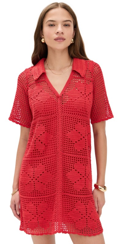 Cleobella Ileanna Crochet Mini Dress Poppy Red