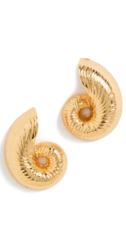 Kenneth Jay Lane 1 Gold Seashell Pierced Earrings Gold