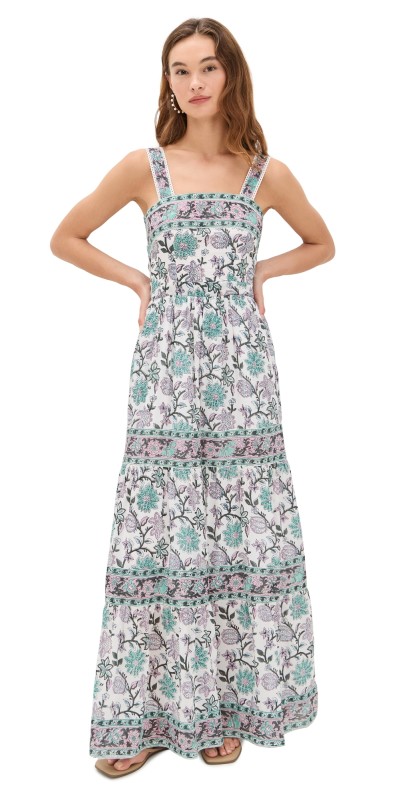 Bell Fran Maxi Dress Light Turq Purple Floral
