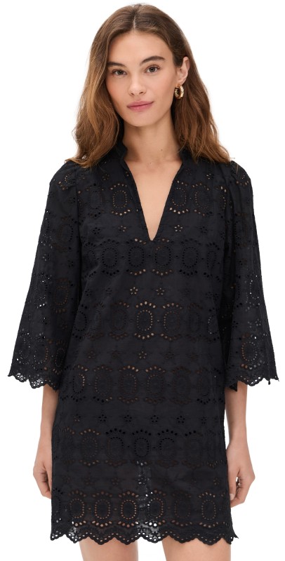 Natalie Martin Collection Maria Dress Medallion Embroidery Black