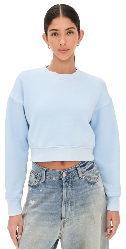 Cotton Citizen Boston Crop Crew Sweatshirt Vintage Powder Blue
